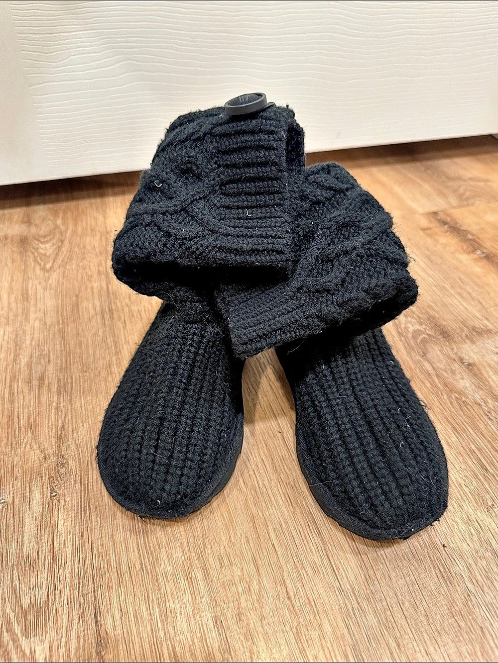 UGG Black Braided Knit Tall Boots - Girls size 12